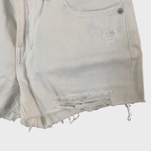 We The Free Jean Shorts Womens Size 24 White Denim Distressed Raw Hem Cut-Off - Picture 6 of 8